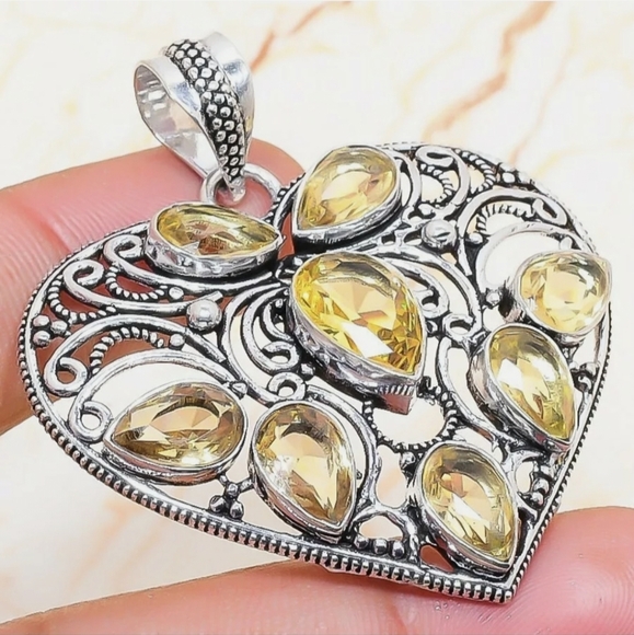 New Citrine 925 Silver Heart Pendant. - Picture 1 of 1